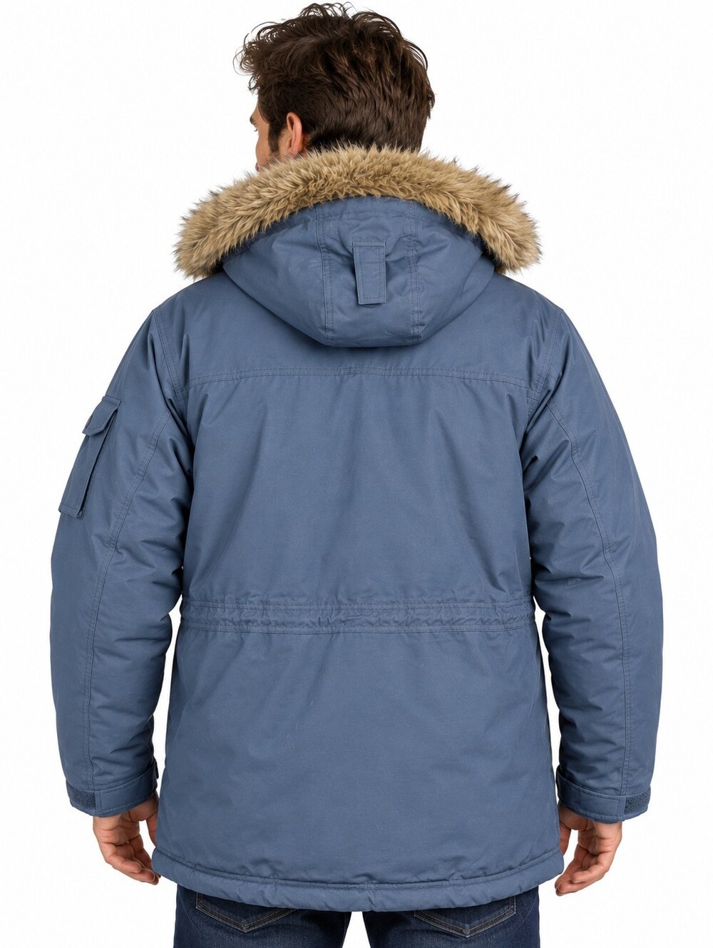 L.L.Bean DL-901 Men's Goose Down Parka Large Blue Faux Fur Hood EUC - Picture 2 of 10